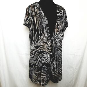 Perseption Women Animal Print Tunic Pull Over Flutter Sleeves See Measurements